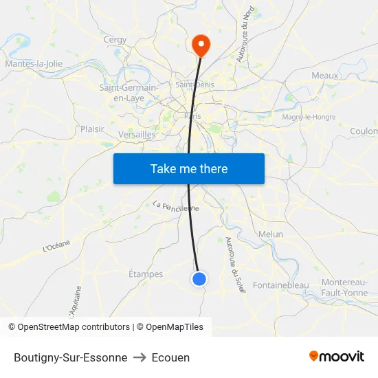 Boutigny-Sur-Essonne to Ecouen map