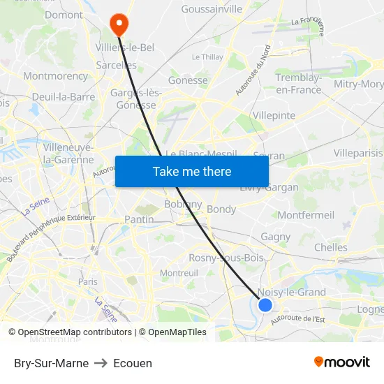 Bry-Sur-Marne to Ecouen map