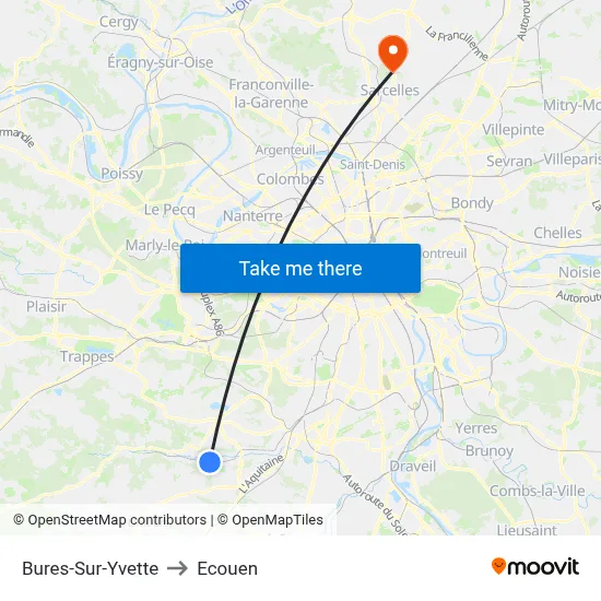 Bures-Sur-Yvette to Ecouen map