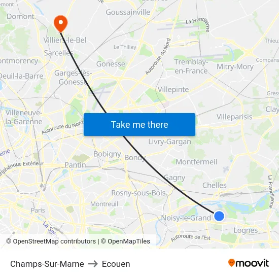 Champs-Sur-Marne to Ecouen map
