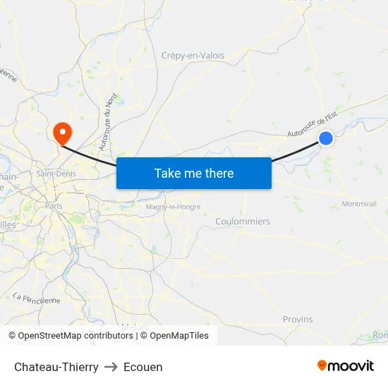 Chateau-Thierry to Ecouen map
