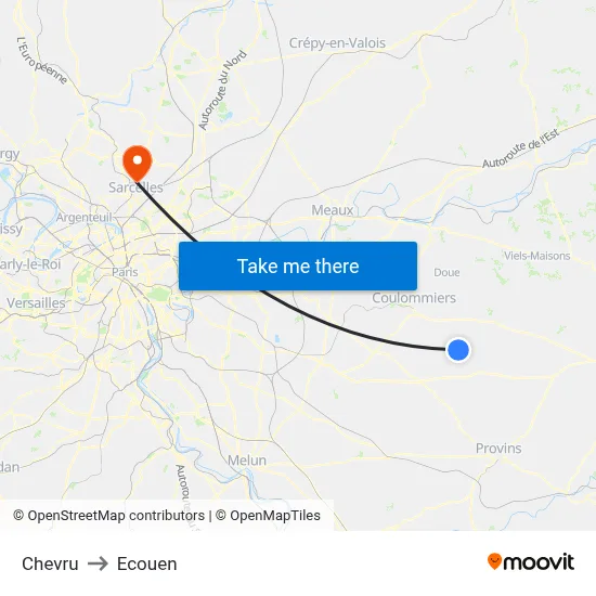 Chevru to Ecouen map