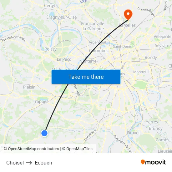 Choisel to Ecouen map