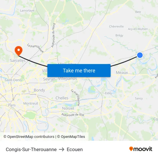 Congis-Sur-Therouanne to Ecouen map