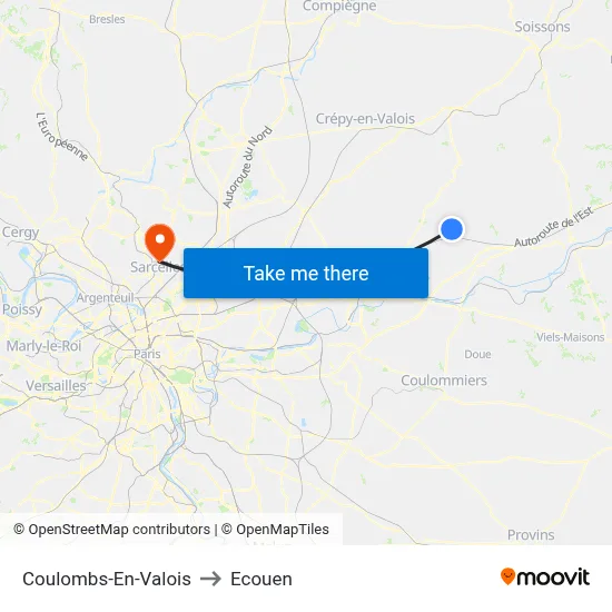 Coulombs-En-Valois to Ecouen map