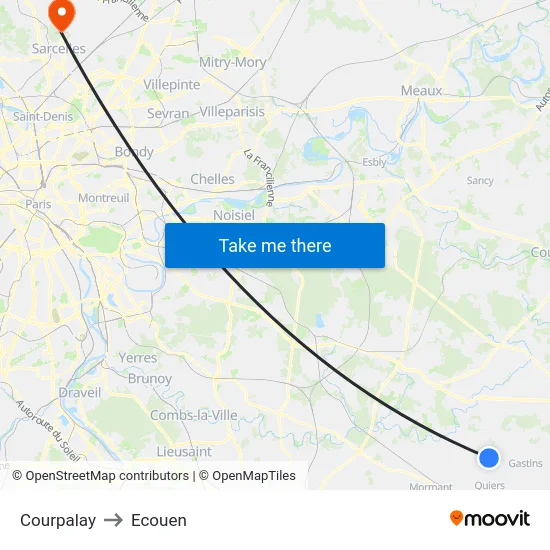 Courpalay to Ecouen map