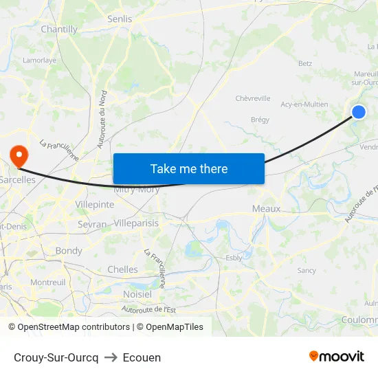 Crouy-Sur-Ourcq to Ecouen map