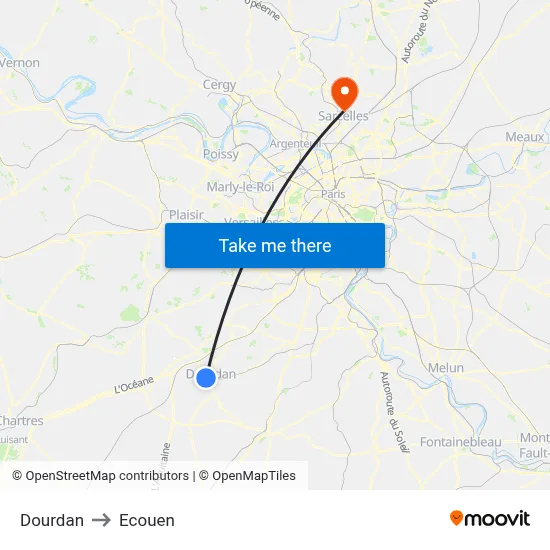 Dourdan to Ecouen map