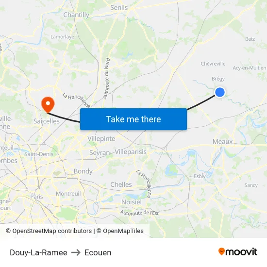 Douy-La-Ramee to Ecouen map