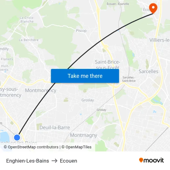 Enghien-Les-Bains to Ecouen map