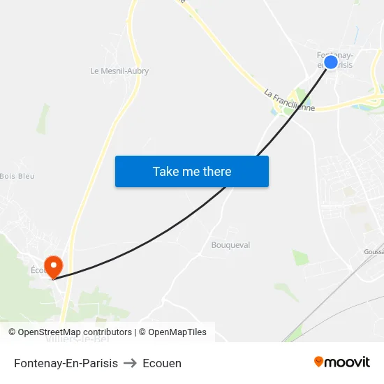 Fontenay-En-Parisis to Ecouen map