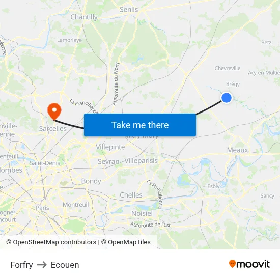 Forfry to Ecouen map