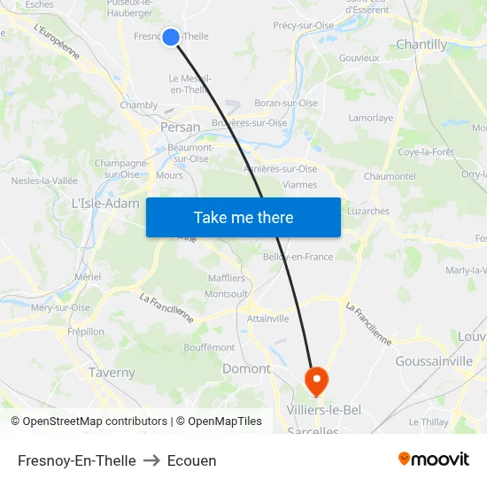 Fresnoy-En-Thelle to Ecouen map