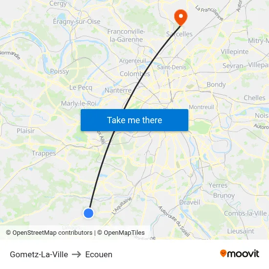 Gometz-La-Ville to Ecouen map