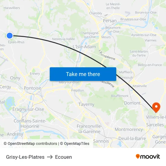 Grisy-Les-Platres to Ecouen map