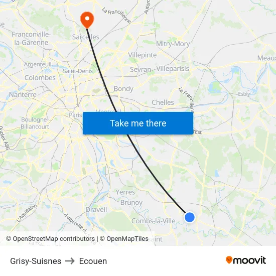 Grisy-Suisnes to Ecouen map