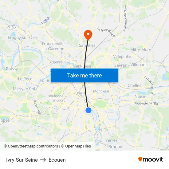 Ivry-Sur-Seine to Ecouen map