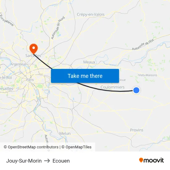 Jouy-Sur-Morin to Ecouen map