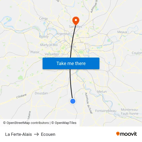 La Ferte-Alais to Ecouen map