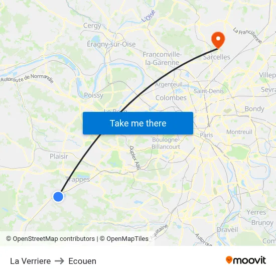 La Verriere to Ecouen map