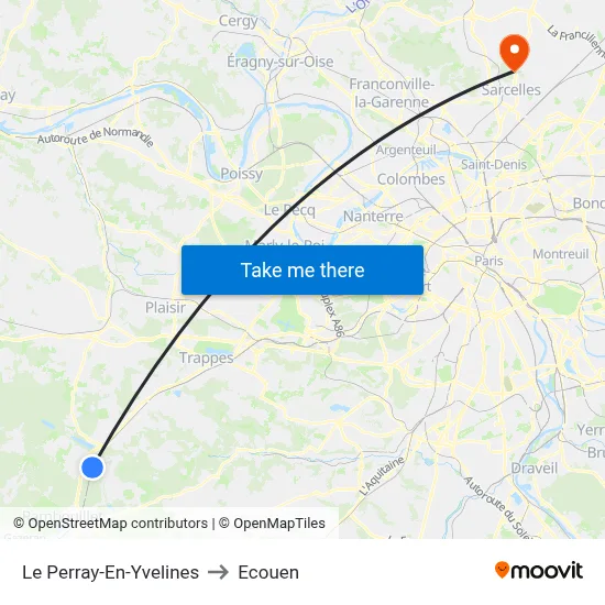 Le Perray-En-Yvelines to Ecouen map
