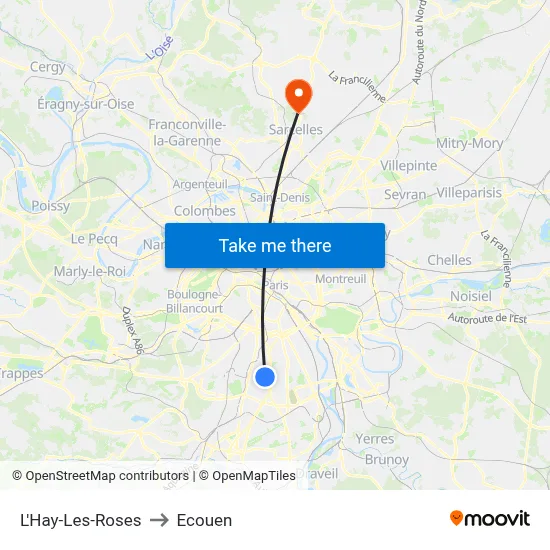 L'Hay-Les-Roses to Ecouen map