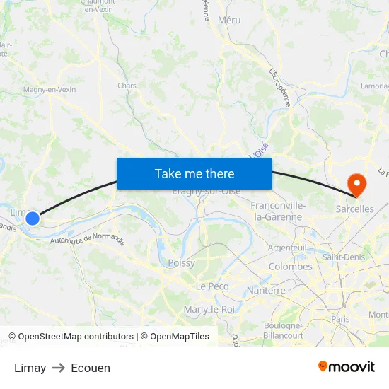 Limay to Ecouen map