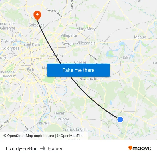 Liverdy-En-Brie to Ecouen map