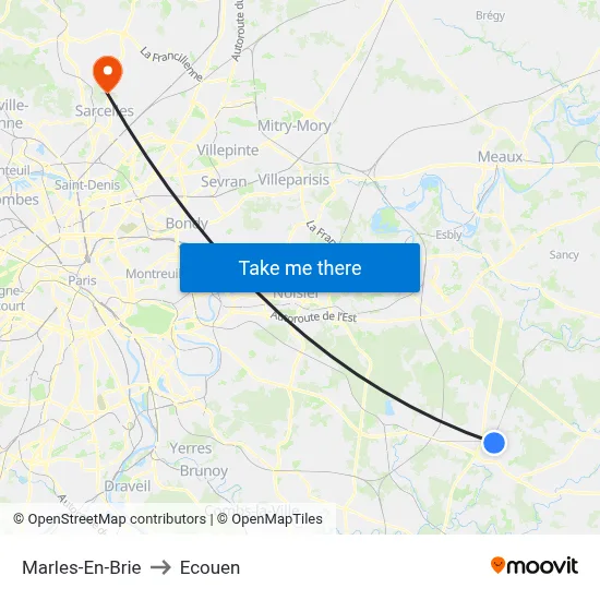 Marles-En-Brie to Ecouen map