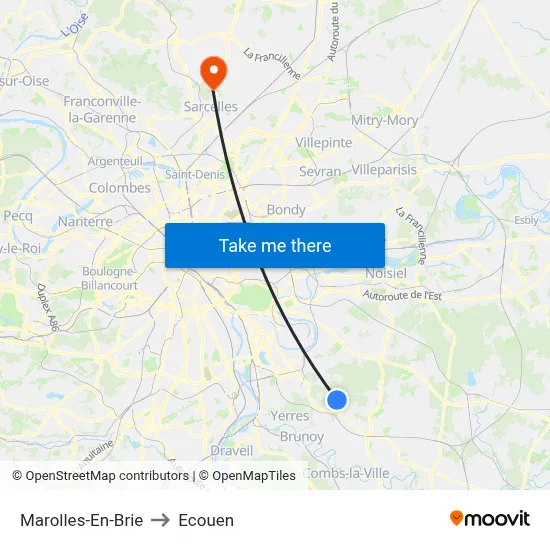 Marolles-En-Brie to Ecouen map