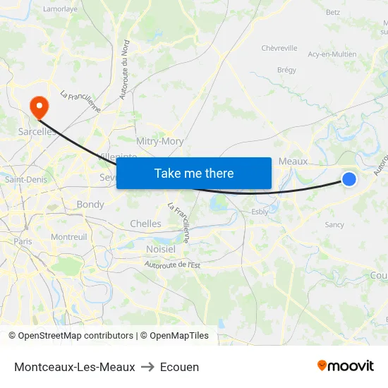 Montceaux-Les-Meaux to Ecouen map