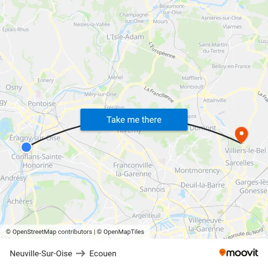 Neuville-Sur-Oise to Ecouen map