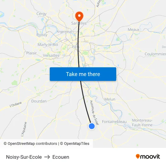 Noisy-Sur-Ecole to Ecouen map