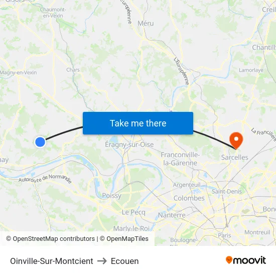 Oinville-Sur-Montcient to Ecouen map
