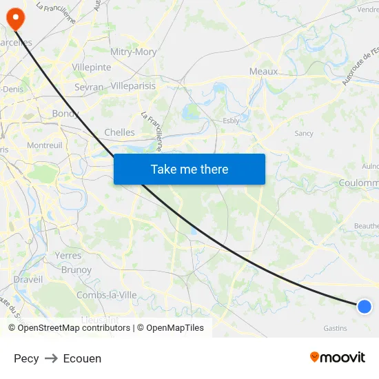 Pecy to Ecouen map