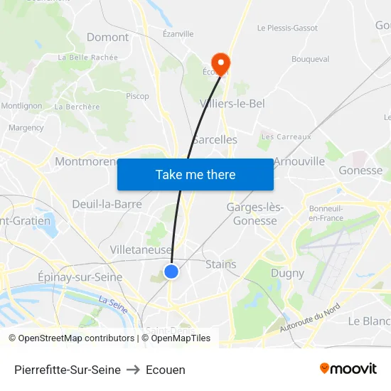Pierrefitte-Sur-Seine to Ecouen map