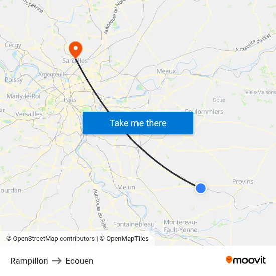 Rampillon to Ecouen map