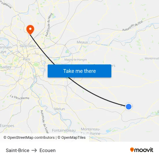 Saint-Brice to Ecouen map