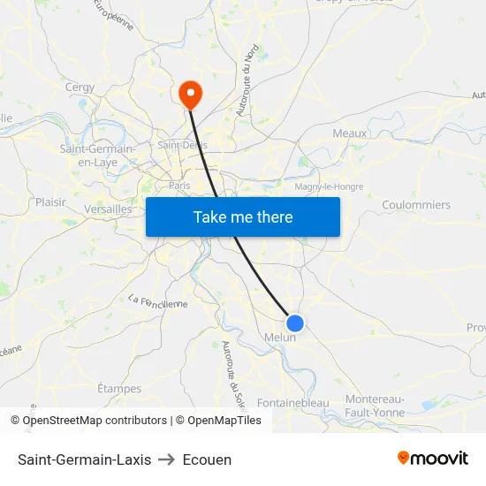 Saint-Germain-Laxis to Ecouen map