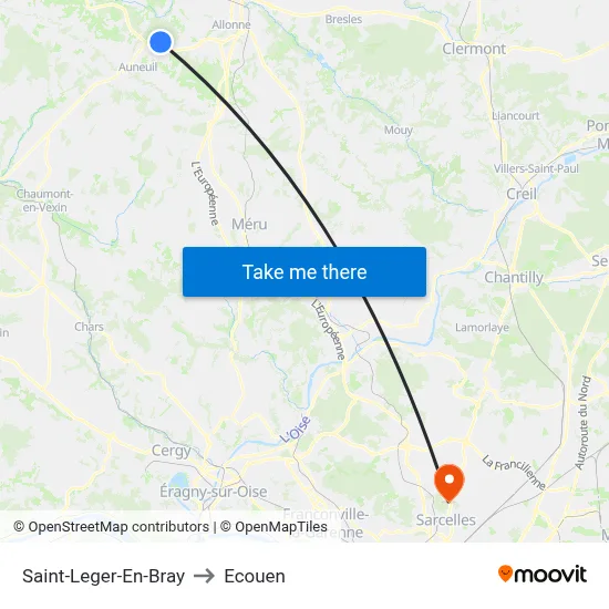 Saint-Leger-En-Bray to Ecouen map