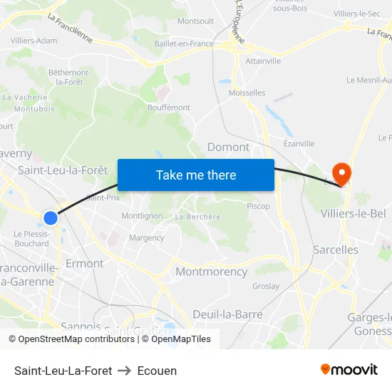 Saint-Leu-La-Foret to Ecouen map