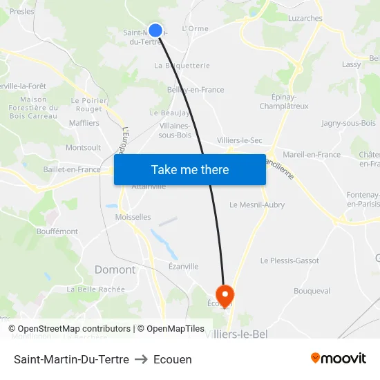 Saint-Martin-Du-Tertre to Ecouen map