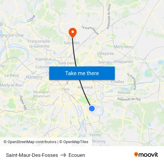 Saint-Maur-Des-Fosses to Ecouen map