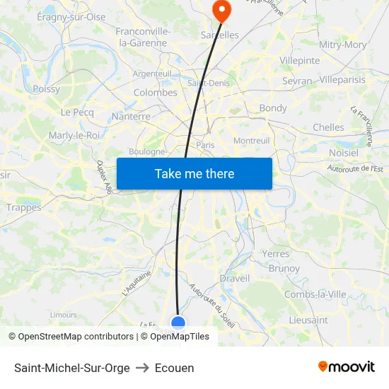 Saint-Michel-Sur-Orge to Ecouen map