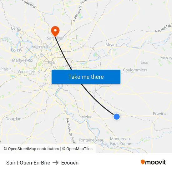 Saint-Ouen-En-Brie to Ecouen map