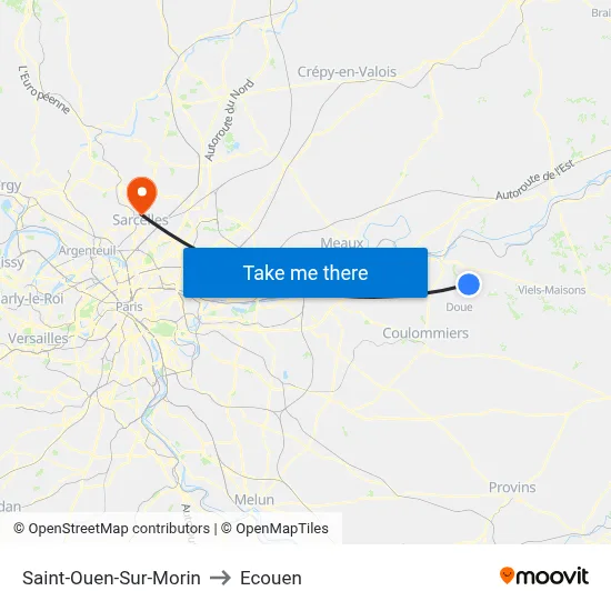 Saint-Ouen-Sur-Morin to Ecouen map