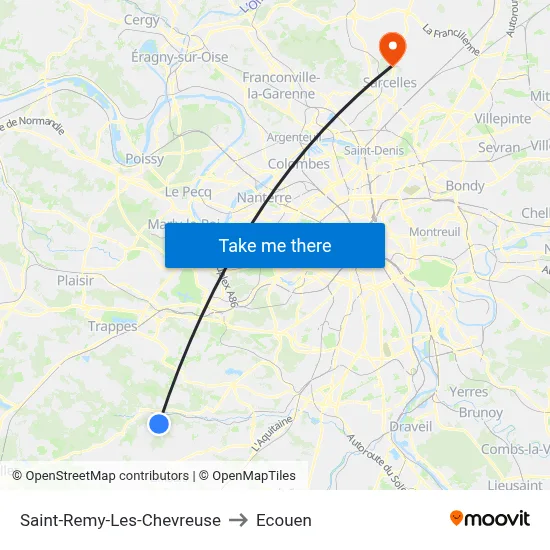 Saint-Remy-Les-Chevreuse to Ecouen map