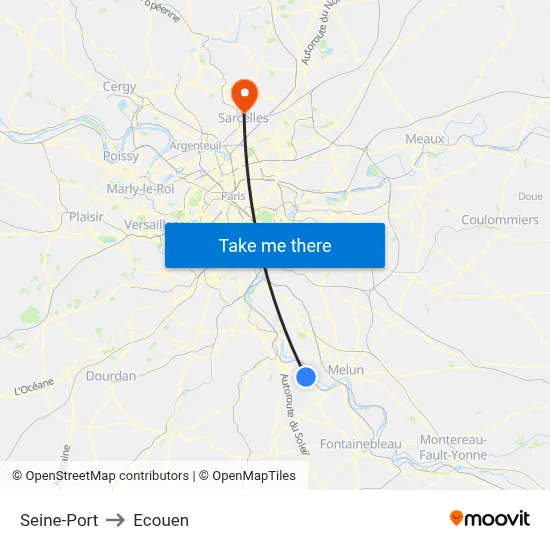 Seine-Port to Ecouen map