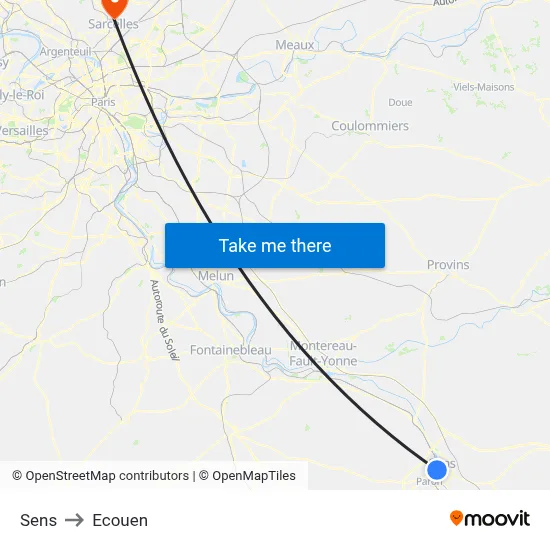 Sens to Ecouen map