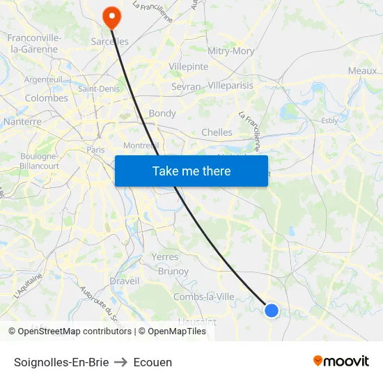 Soignolles-En-Brie to Ecouen map